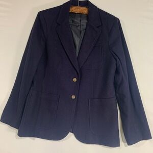 Vintage Wool Blazer Coat Academia Gold‎ Buttons School Girl Style Size 13/14 M